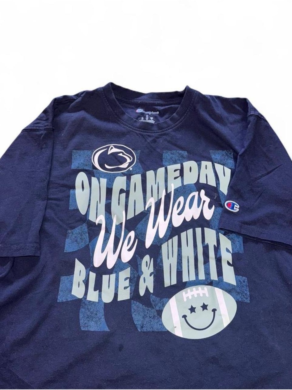 Champion Navy Blue Graphic 'On Gameday We Wear Blue & White' Tee